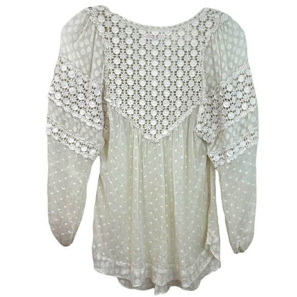 Rebecca Taylor - Vintage Lace, Sheer Peasant Blouse, Relaxed Fit - Size 2, White - Picture 13 of 16